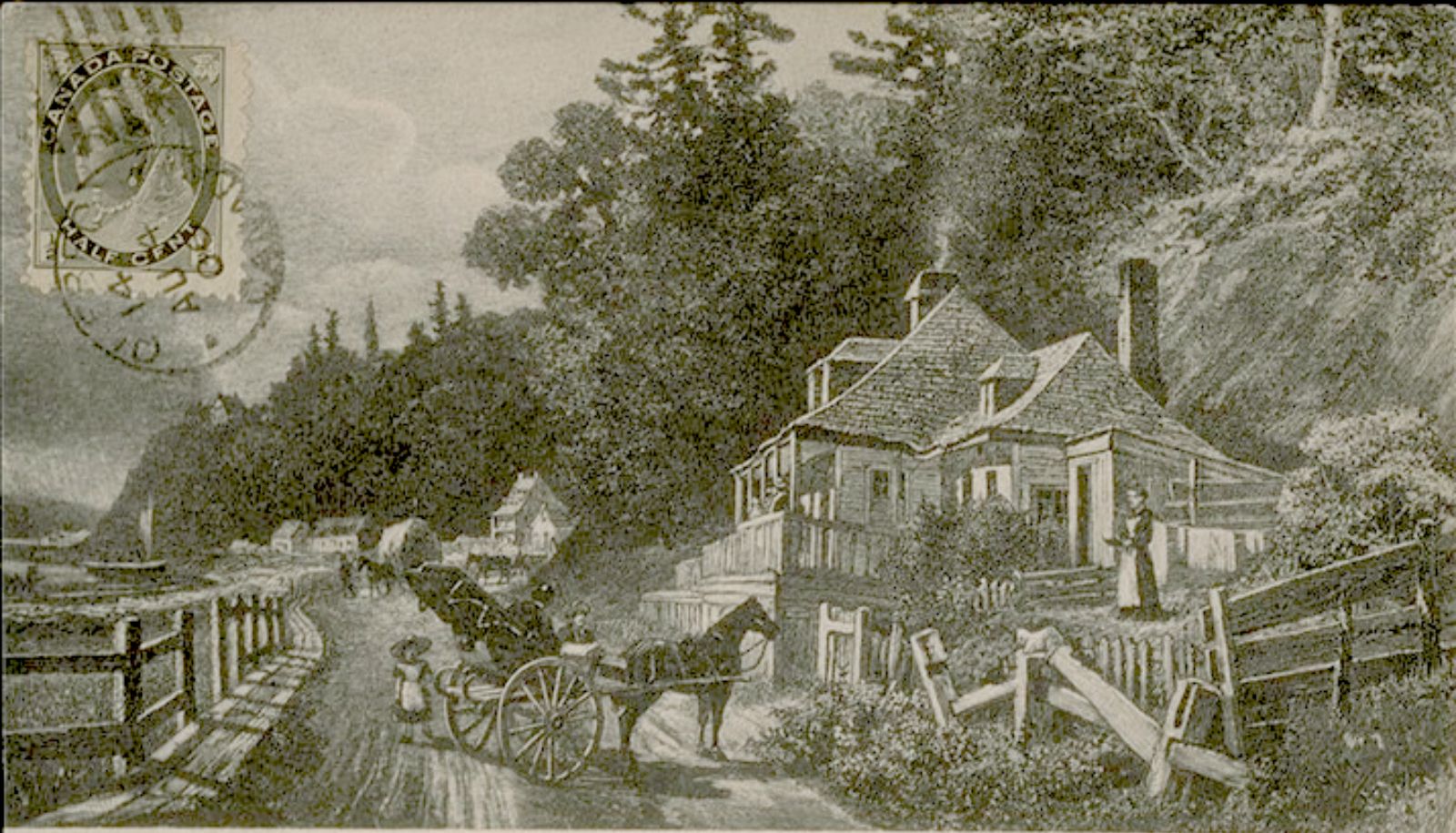 <p>Carte postale montrant le chemin à la hauteur de Sillery en 1871</p>