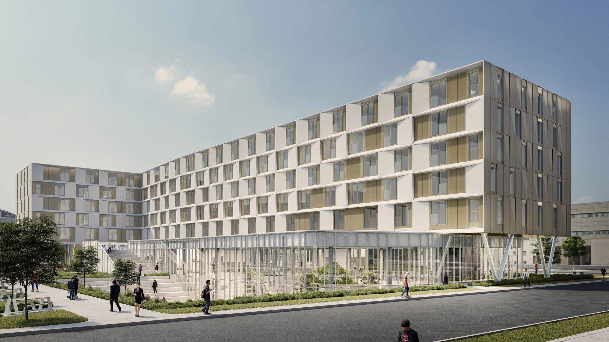<p>Le nouveau pavillon de résidences fera passer le nombre de logements disponibles sur le campus à 2500.</p>