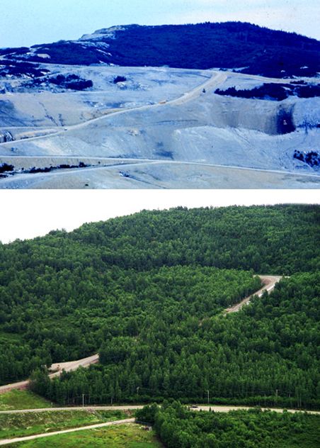 <p>Le site du barrage Daniel-Johnson en 1973 et en 2012. </p>