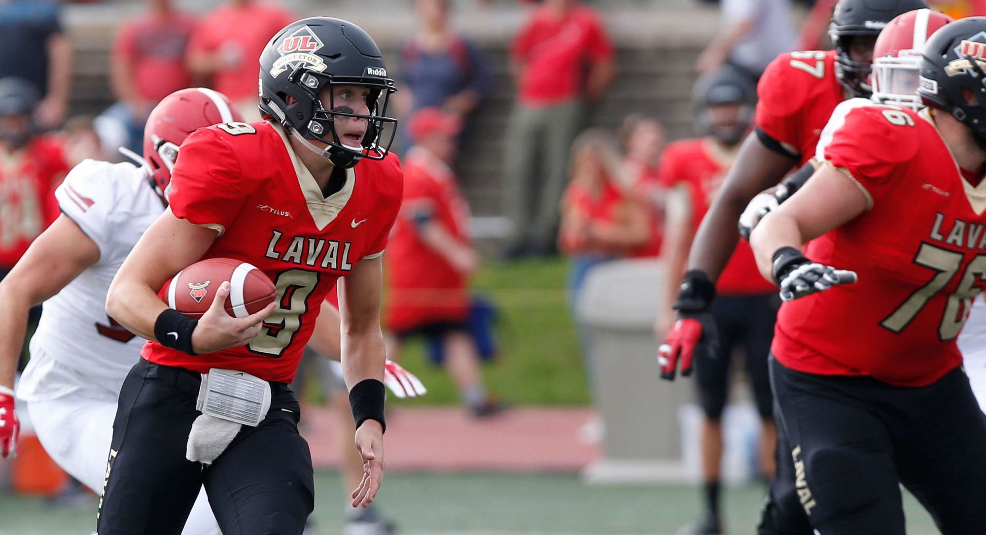 Thomas Bolduc, du Rouge et Or de L'Université Laval, lors du match du 22 septembre contre l'Université McGill