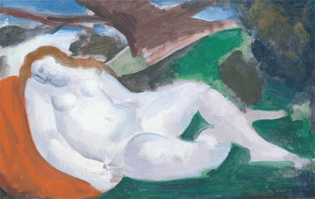 <p>Sleeping Woman in a Landscape (1945 - 1950), Bernard Menisky</p>