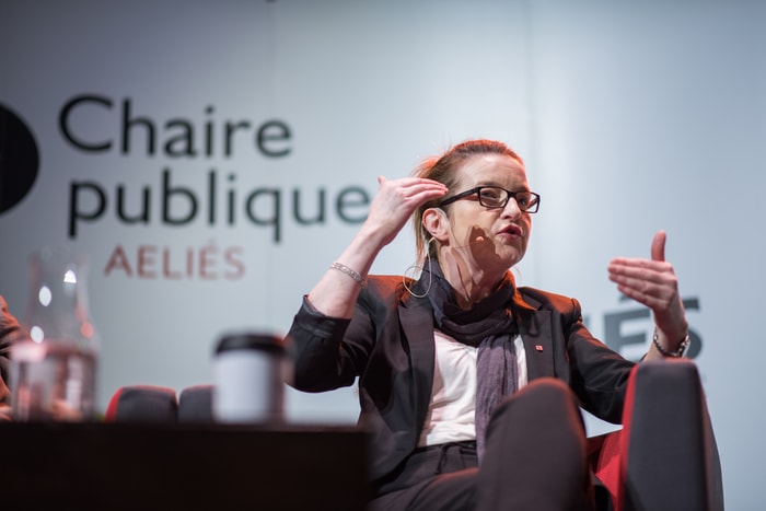 <p>«Soyez de bons virus, contaminez les autres aux réalités des changements climatiques», a lancé la géographe Nathalie Barrette à l’auditoire. </p>