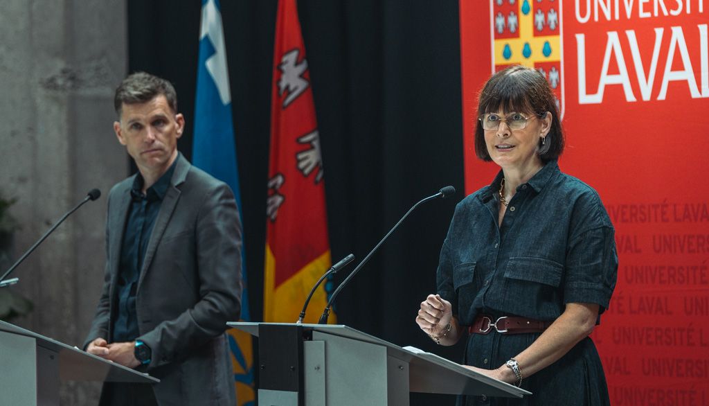 La rectrice de l'Université Laval, Sophie D'Amours, et le maire de Québec, Bruno Marchand