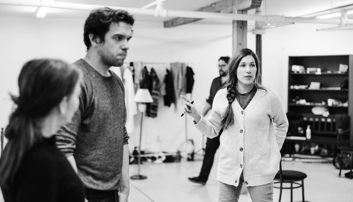 <p>Marie-Eve Chabot Lortie, en répétition de <i>D.écimées</i>. Il s'agit de la première création de la compagnie théâtrale Les Gorgones qui, jusqu'à maintenant, avait travaillé avec des textes d'auteurs contemporains.</p>