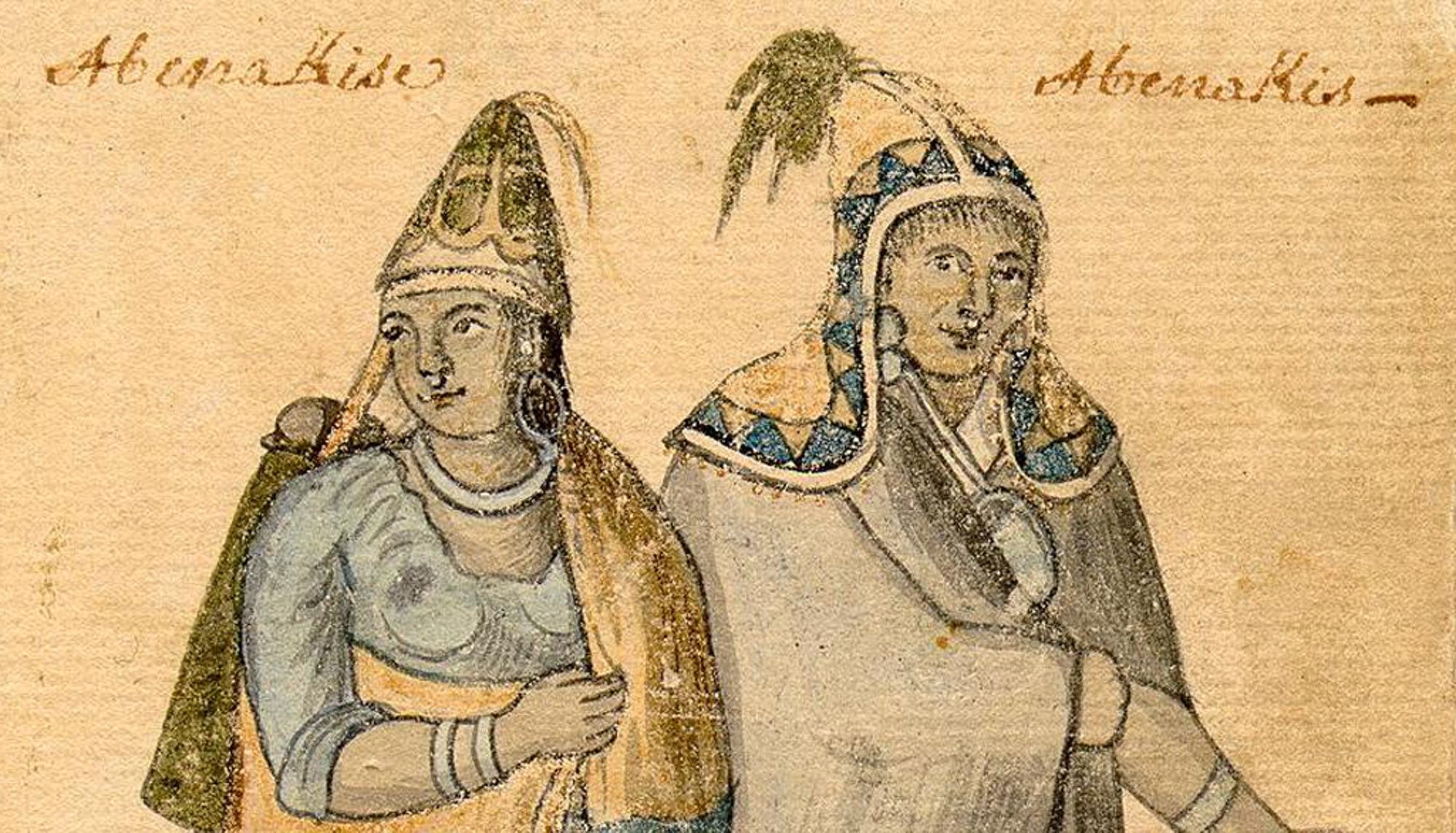 <p>Couple abénaquis. Aquarelle réalisée au 18<sup>e</sup> siècle par un artiste inconnu.</p>