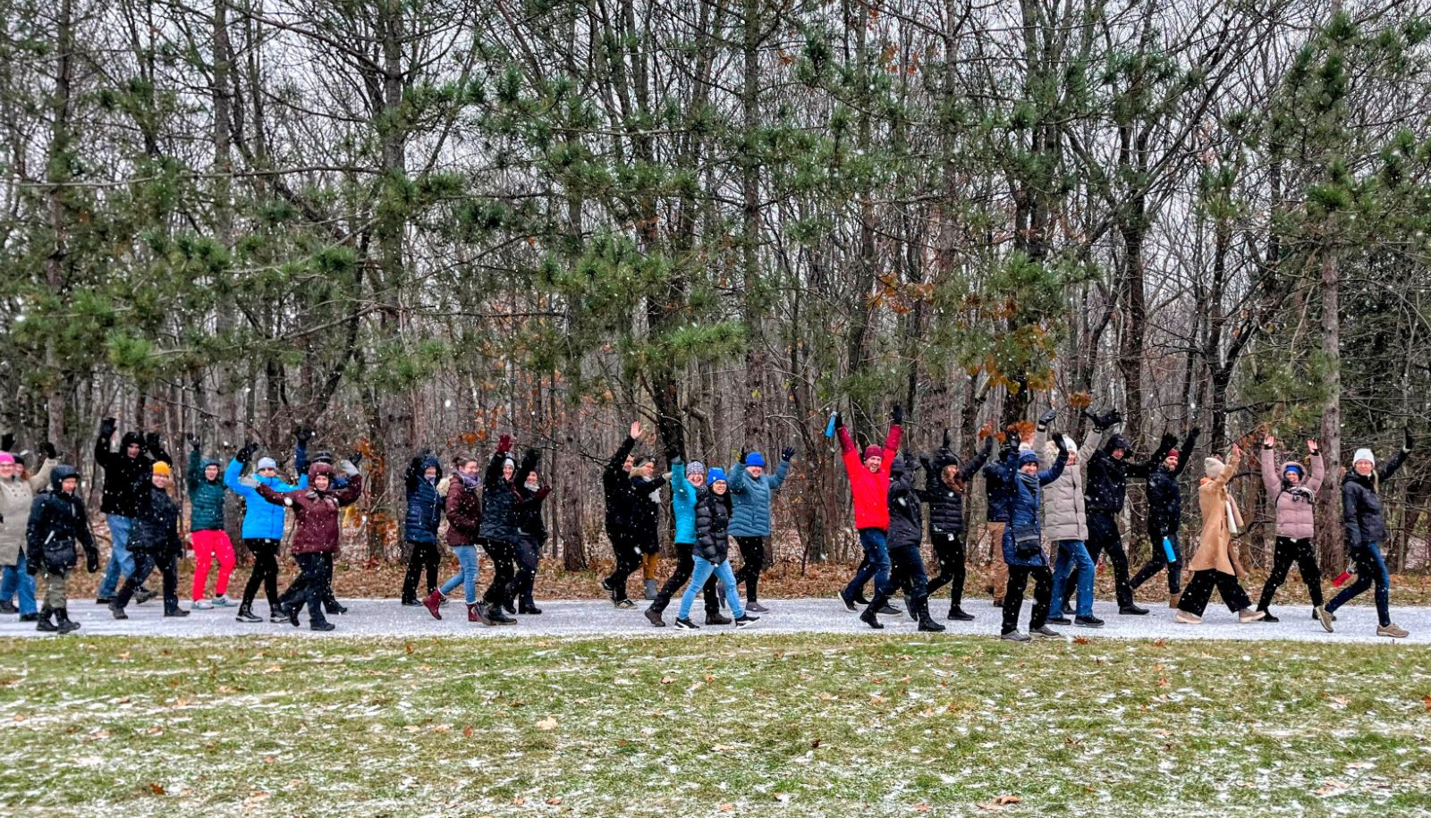 La première cohorte du Grand défi ULaval, appelée Marmotte, lors des marches rassembleuses du jeudi midi.