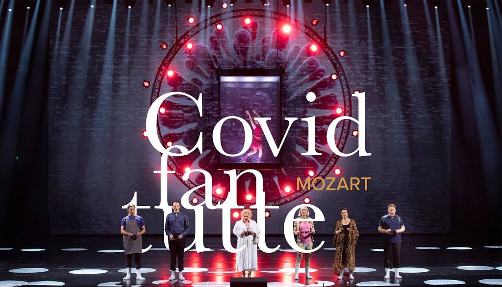 <p>Covid fan tutte est un opéra comique créé par l’Opéra national de Finlande. L'oeuvre décrit la vie au printemps dernier lorsqu'elle a été perturbée par la pandémie. Le livret de Minna Lindgren a été écrit sur la musique de Mozart.</p>