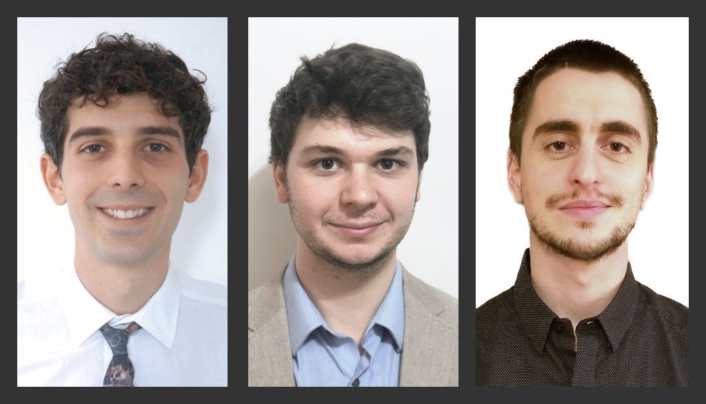 <p>Bastien Chaudet (doctorat en mathématiques), Benjamin Tremblay-Auger (maîtrise en économique avec mémoire) et Hippolyte Ruccolo (maîtrise en traduction et terminologie)</p>