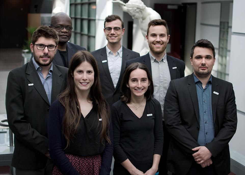 <p>De gauche à droite, sur la première rangée: Baptiste Colas, Marion Valle, Ariane Keck et Kevin Villeneuve-Trembay. Sur la seconde rangée: Faustin Mbuya Muyembe, Guillaume Plante et Pierre Parent-Sirois.</p>