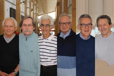 <p>Abonnés du PEPS depuis sa création, Gaston Meunier, Jean-Yves Savard, Michel Jobin, Camille Rousseau, Guy Dinel et Jean Drapeau ont visiblement du plaisir à se retrouver ensemble.</p>