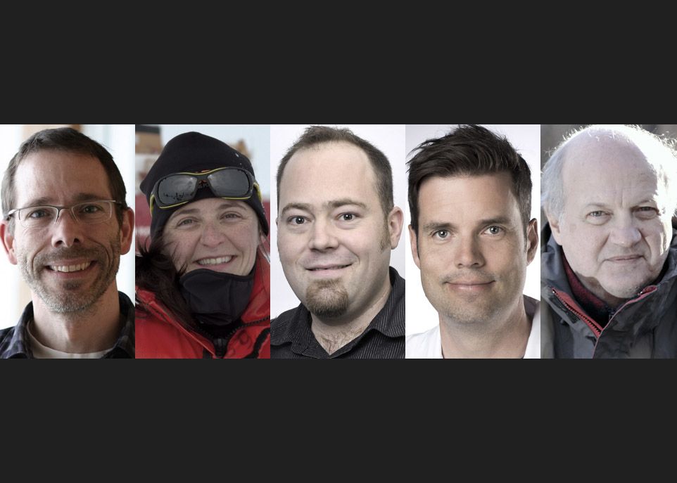 <p>Philippe Marier, Joannie Ferland, François Tardif, René Maltais et Martin Fournier (de gauche à droite) remportent respectivement le 1er prix et le 2e prix du Fonds Nature et technologies, le 2e et le 3e prix du Fonds Santé et le 2e prix du Fonds Société et culture.</p>
