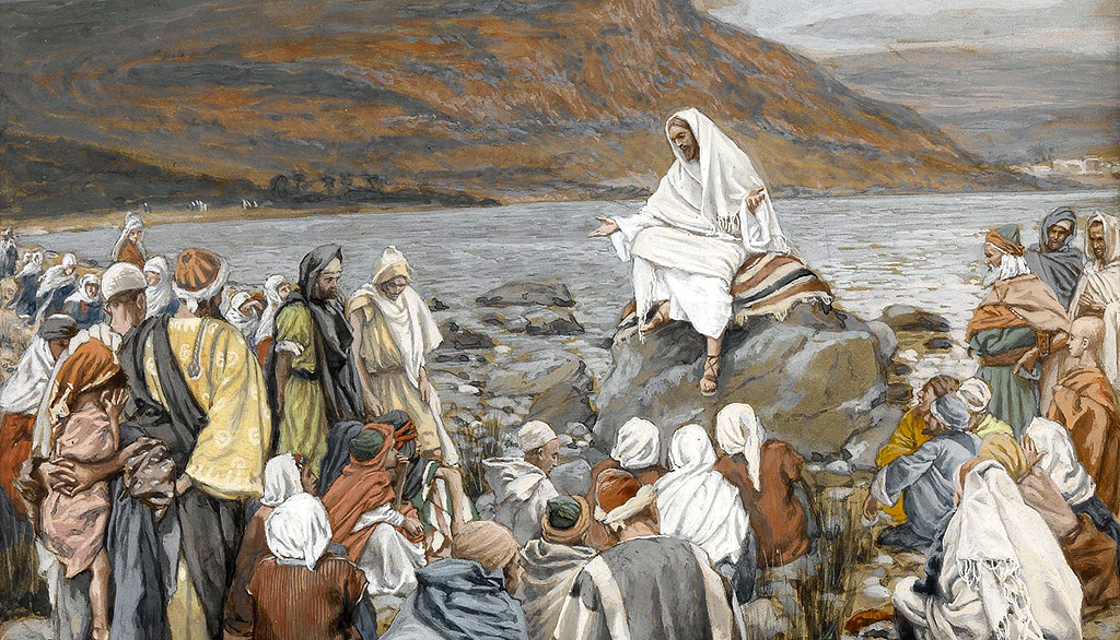 Jesus Teaches the People by the Sea, Jacques-Joseph Tissot, toile
réalisée entre 1886 et 1896 faisant partie de la série La vie de Notre Seigneur Jésus-Christ.