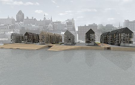 Le projet Salons urbains, bouclant la maîtrise en architecture de Jérôme Lapierre, s'intéressait aux qualités spatiales, sensorielles et urbaines d'un projet d'habitation au Vieux-Port de Québec. Il a remporté le prix du meilleur projet de fin d'études décerné par la direction de l'École d'architecture de l'Université.
