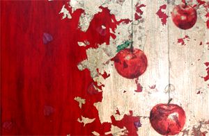 Trois tentations, Andréanne Samson, acrylique et feuille de laiton sur toile