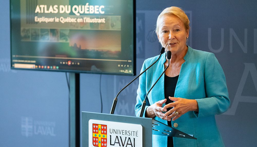 Pauline Marois, première ministre du Québec de 2012 à 2014, lors de son allocution, le 21 septembre, au pavillon Gene-H.-Kruger.