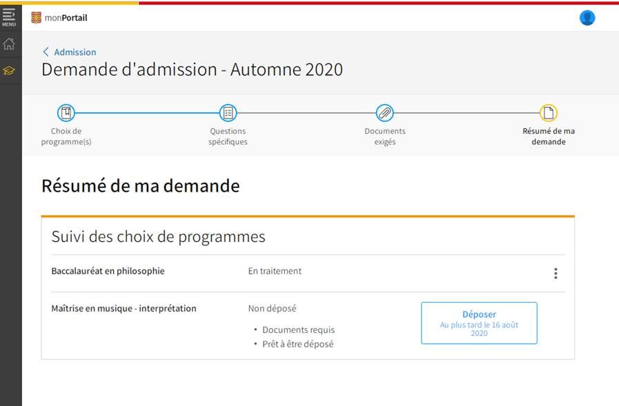 <p>Un aperçu du nouvel environnement numérique qu'offre monPortail pour les demandes d'admission à l'Université.</p>
