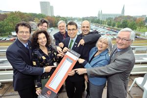 Lancement de la campagne Centraide - Université Laval 2009. Pierre Comeau,Silvie Delorme, Sylvie Couture, Patrice Garant, Guy Gendron, Éric Bauce,Diane Morin et Louis Champoux.