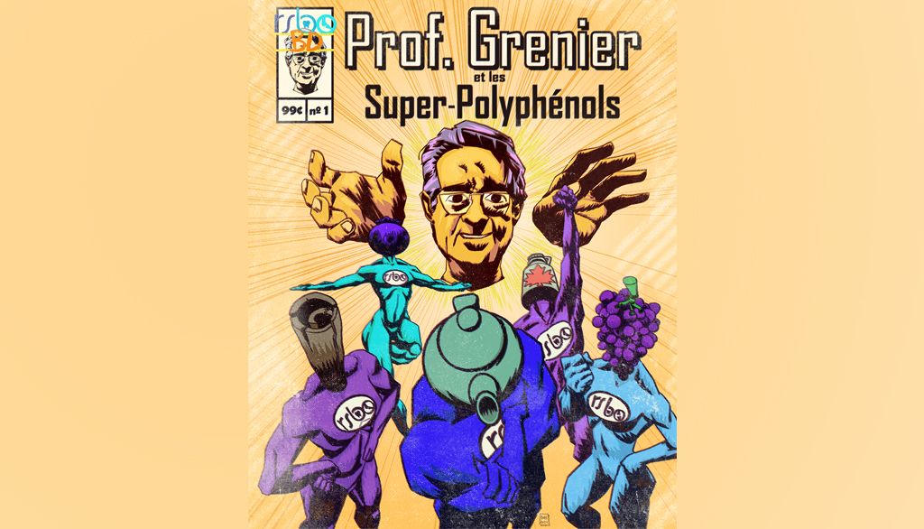 <p>Après avoir visité le laboratoire de Daniel Grenier, le bédéiste Daniel Ha a choisi de mettre en valeur ses recherches sur les polyphénols.</p>