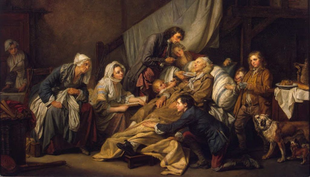 <p>Le paralytique, de Jean-Baptiste Greuze, aussi connu sous le titre La piété filiale (1763). Spécialiste de l'œuvre de Denis Diderot – dont le peintre Greuze est un ami –, Thierry Belleguic s'est intéressé à la mise en scène des passions, du sentiment et de la sympathie dans la littérature du 18e siècle.</p>