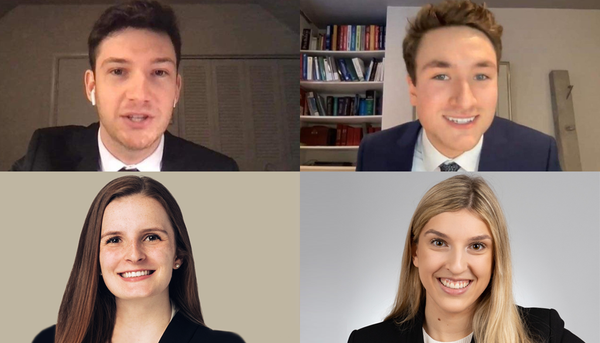 <p>Les quatre membres de la délégation de l’Université Laval au récent Concours de plaidoirie Pierre-Basile-Mignault. De gauche à droite: Hubert Chiasson, Victor Lepage, Véronique Milot et Delphine Simard.</p>