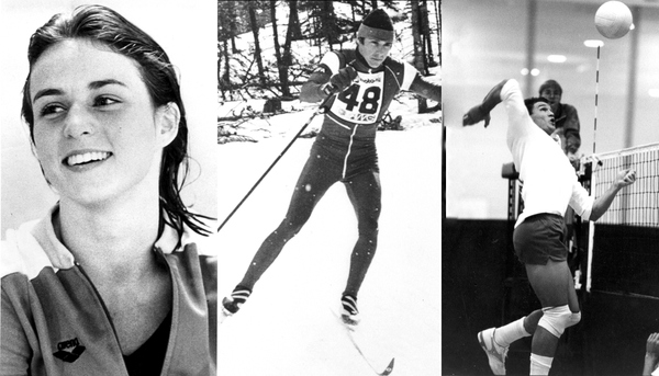 <p>De gauche à droite: Sylvie Bernier, Pierre Harvey et Gino Brousseau à l'époque de leur carrière sportive.</p>