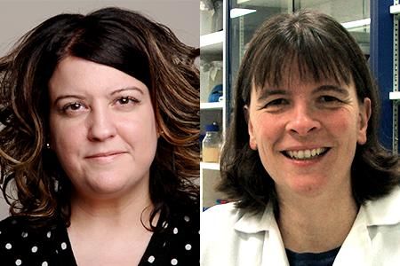 Marie-Frédérique Desbiens (à gauche), du Centre de recherche interuniversitaire sur la littérature et la culture québécoises (CRILCQ), est la lauréate du Fonds Société et culture tandis que Denise Tremblay (à droite), du Département de biochimie, de microbiologie et de bio-informatique, est le choix du Fonds Nature et technologies.