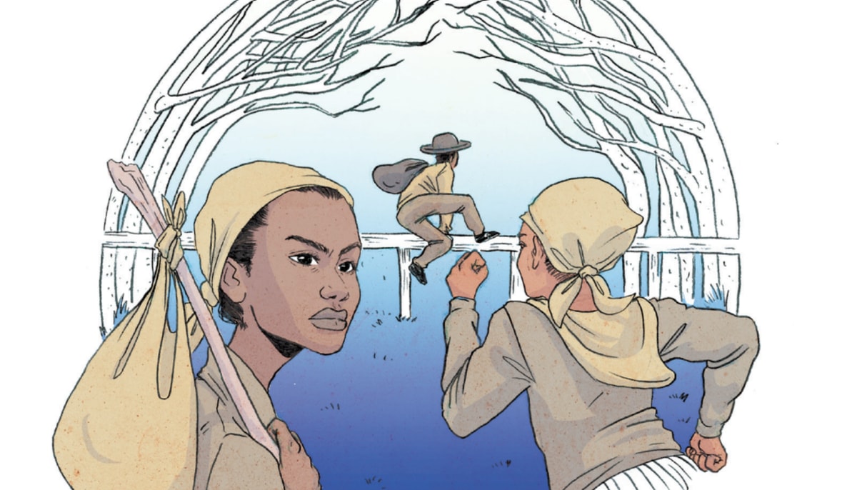 L'image est tirée du livret L'esclavage au Canada, écrit par Webster, illustré par Dimani Mathieu Cassendo et publié par la Commission canadienne pour l'UNESCO. Ce livret, téléchargeable gratuitement, offre un excellent résumé de l'histoire de l'esclavage, de l'époque de la Nouvelle-France jusqu'aux premières décennies des années 1800.