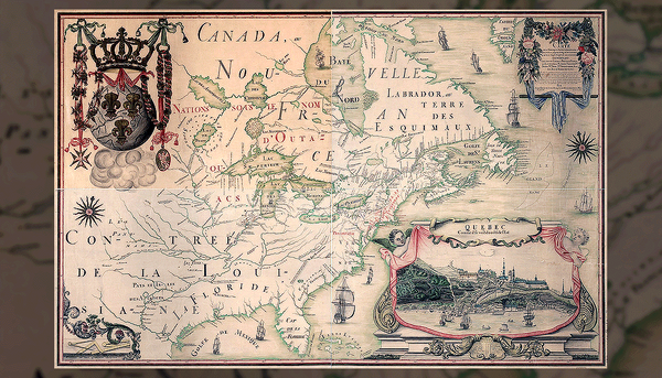<p>Carte de l'Amerique Septentrionnale: depuis le 25, jusqu'au 65⁰ deg. de latt. & environ 140, & 235 deg. de longitude / par Iean Baptiste Louis Franquelin, hydrographe du roy, à Québec en Canada, 1688</p>