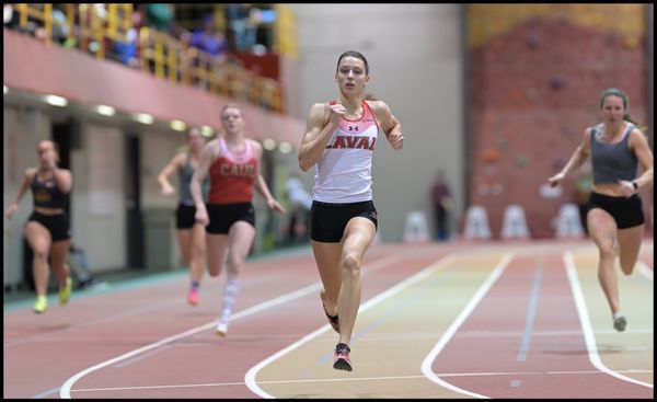 Audrey Leduc, sprinteuse du club d'athlétisme Rouge et Or de l'Université Laval.