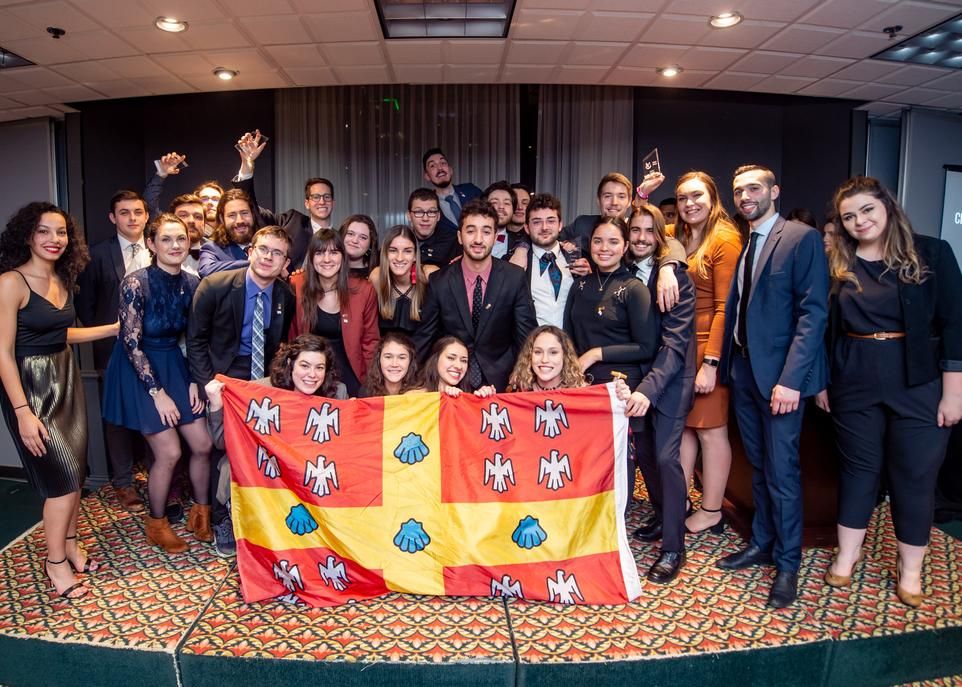 La délégation de l'Université Laval aux Jeux de la science politique 2019. En sept épreuves, ces étudiants sont montés à cinq reprises sur le podium.