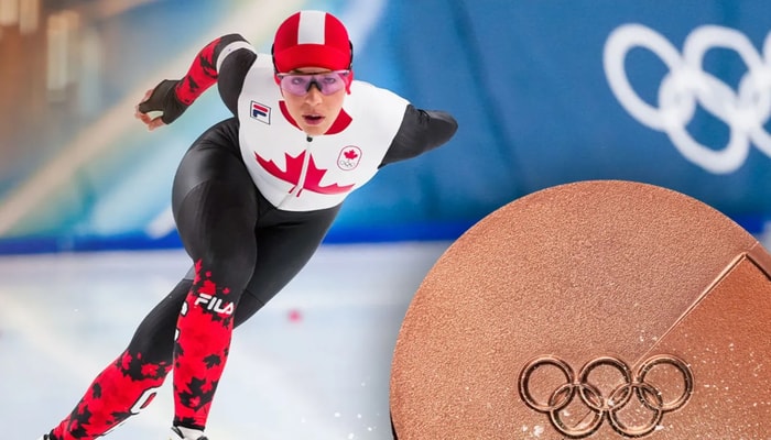 La patineuse de vitesse sur longue piste Valérie Maltais remporte une médaille de bronze à l'épreuve du 1500 mètres.
