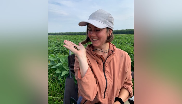 Amélie Morin a toujours aimé les fleurs. C’est ce qui l’a attiré dans ce projet, malgré sa peur des «bibites» depuis son enfance. Elle tient dans sa main trois bourdons mâles, inoffensifs puisqu’ils n’ont pas de dard.
