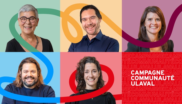 Les ambassadrices et ambassadeurs de la campagne 2026, de gauche à droite et de haut en bas: Marie-Claire Bérubé, Alexandre Bacon, Maripier Tremblay, Étienne Bernier et Sarah-Joëlle Bertrand