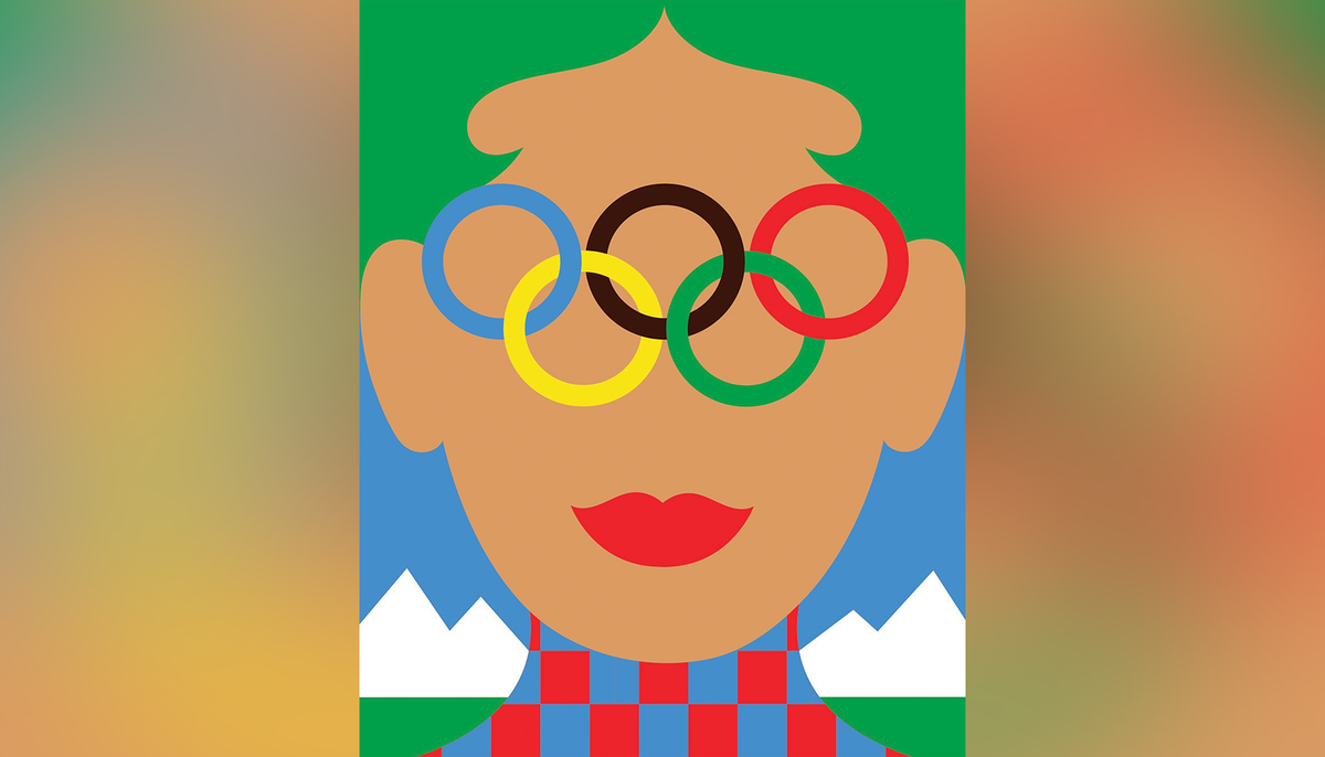 L'une des affiches officielles des Jeux de Milan-Cortina, une œuvre d'Olimpia Zagnoli