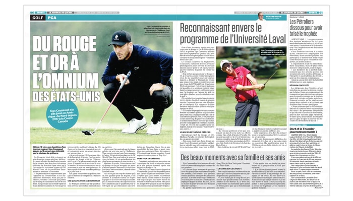 Le golfeur Ugo Coussaud a fait l'objet d'un article dans le Journal de Québec le 30 mai 2026.