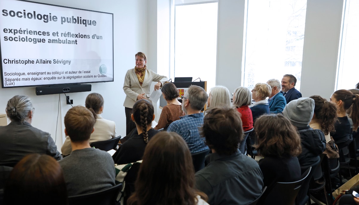 La doyenne de la Faculté des sciences sociales, Aurélie Campana, au lancement du Laboratoire de sociologie publique, le 18 novembre.