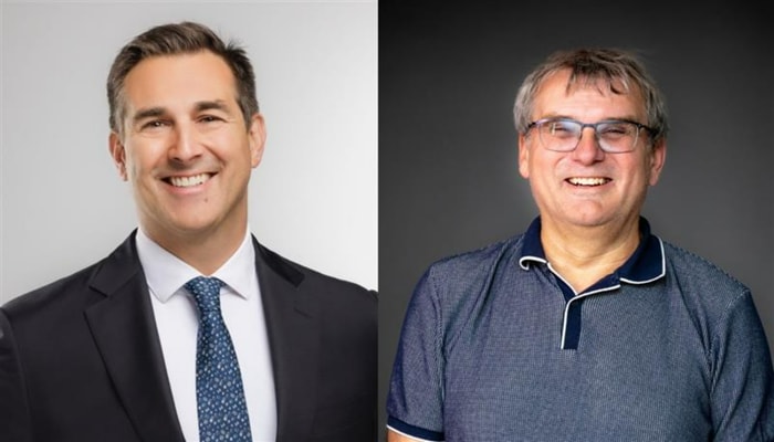 Charles DeBlois (à gauche) et Paul Poirier, deux anciens étudiants-athlètes du programme Rouge et Or