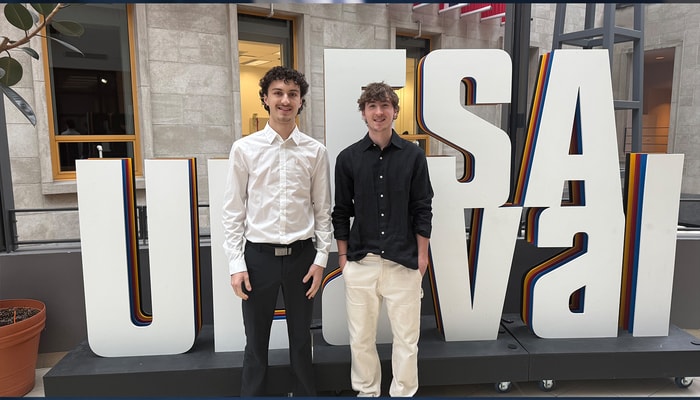 Mylan Desrochers et David Gaudreau-Gosselin, membres de l'équipe gagnante de la Compétition 20-20-20 2025. Leur portefeuille comprend des entreprises solides pour la stabilité, des titres du quotidien pour amortir les cycles et des secteurs comme la technologie, la santé et l'environnement pour porter la croissance à long terme.