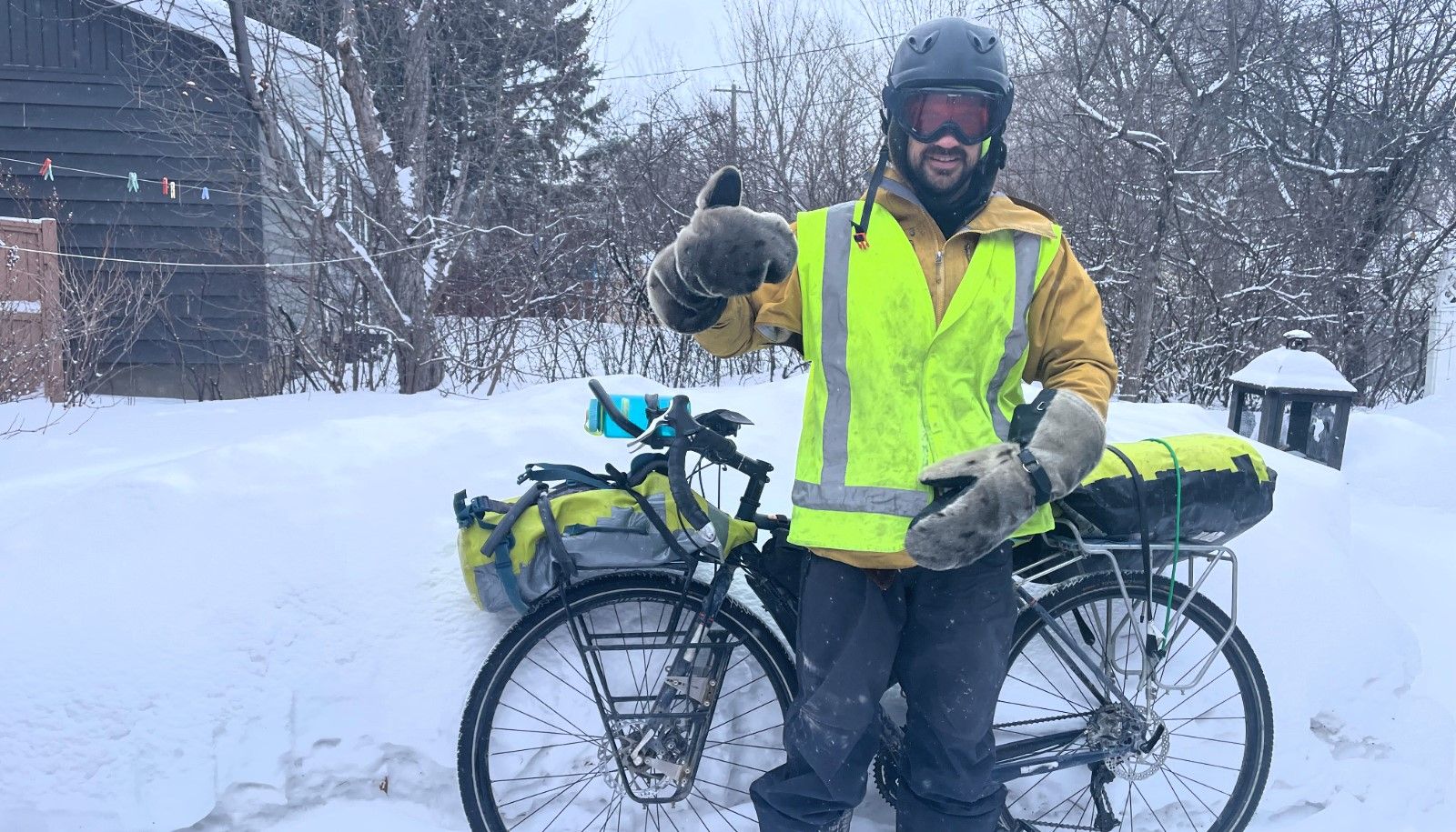 En faisant sa traversée dans la neige, Louis-Joseph Couturier voulait aussi montrer le potentiel du vélo d’hiver.