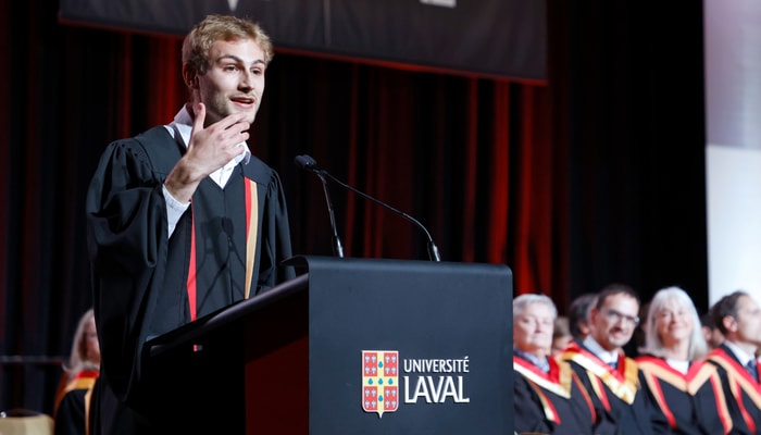 Antoine Desrosiers durant son discours