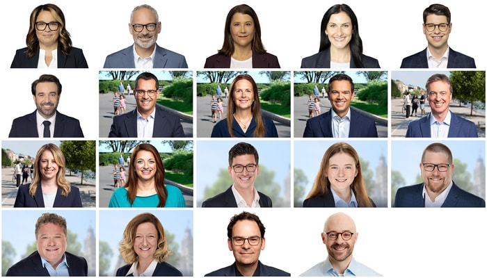 De gauche à droite et de haut en bas: Sonia Caron (PQ), Sébastien D’Astous (PQ), Sandra Hernández (PQ), Méganne Perry-Melançon (PQ), Émile Simard (PQ), Yohann St-Pierre (PQ), Monsef Derraji (PLQ), Virginie Dufour (PLQ), Charles Milliard (PLQ), Marc Tanguay (PLQ), Julie White (PLQ), Sonia Ziadé (PLQ), Marcos Archambault (PCQ), Éloïse Coulombe (PCQ), Dominique Dumas (PCQ), Karim Elayoubi (PCQ), Maïté Blanchette Vézina (PCQ), Étienne Grandmont (QS) et Sol Zanetti (QS).