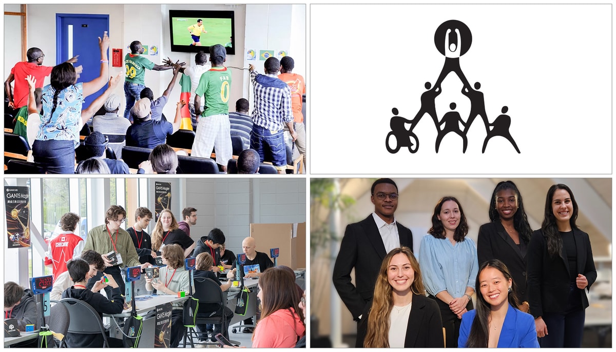 De gauche à droite et de haut en bas: l'Association des résident(e)s à l'Université Laval vise à créer une communauté résidentielle dynamique et inclusive. Adaptunion Ulaval est un nouvel espace de défense des droits, de soutien et de solidarité, par et pour les personnes étudiantes en situation de handicap. En mai 2025, les membres du Club de speedcubing ont participé à la Compétition Saint-Augustin. Enfin, la Firme Conseil Consortium Consultation est dirigée, à l'arrière, par William Amani, Apolline Chapon, Muriel Popoin et Annabelle Lamoureux et, à l'avant, par Claudia Thibault-Piedboeuf et Jana Plourde.