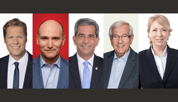 De gauche à droite: Alexis Deschênes, Jean-Yves Duclos, Pierre Paul-Hus, Louis Plamondon et Dominique Vien.
