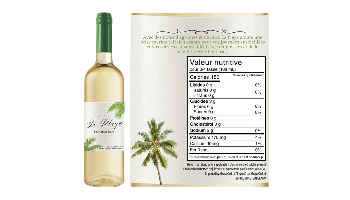 Plus de 28% des personnes testées croient qu'il est bon pour la santé de consommer régulièrement cette marque fictive de vin blanc sur laquelle est affiché un tableau d'information nutritionnelle. Ce pourcentage est de 17% lorsque l'étiquette ne présente pas de tableau nutritionnel.