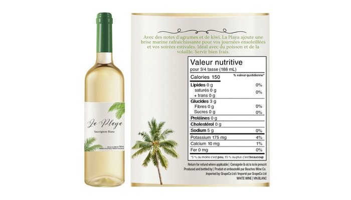 Plus de 28% des personnes testées croient qu'il est bon pour la santé de consommer régulièrement cette marque fictive de vin blanc sur laquelle est affiché un tableau d'information nutritionnelle. Ce pourcentage est de 17% lorsque l'étiquette ne présente pas de tableau nutritionnel.