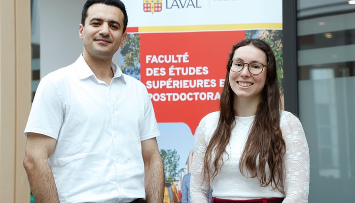 Abouzar Ghasemi, 1er prix au concours Three Minute Thesis, et Élise Thiboutot, 1er prix au concours Ma thèse en 180 secondes
