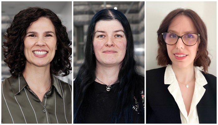 La professeure Chantelle Sephton et les deux premières auteures de l'étude Laetitia Marcadet, professionnelle de recherche, et Mari Carmen Pelaez, étudiante au doctorat.