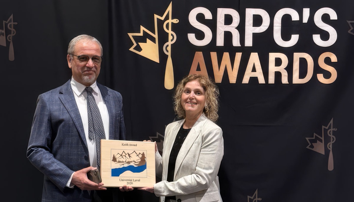 Soufiane Bensaidane, responsable des stages de médecine de famille en région et médecin de famille au GMF-U Laurier, et Sonia Sylvain, directrice du Département de médecine de famille et de médecine d'urgence de la Faculté de médecine de l'Université Laval