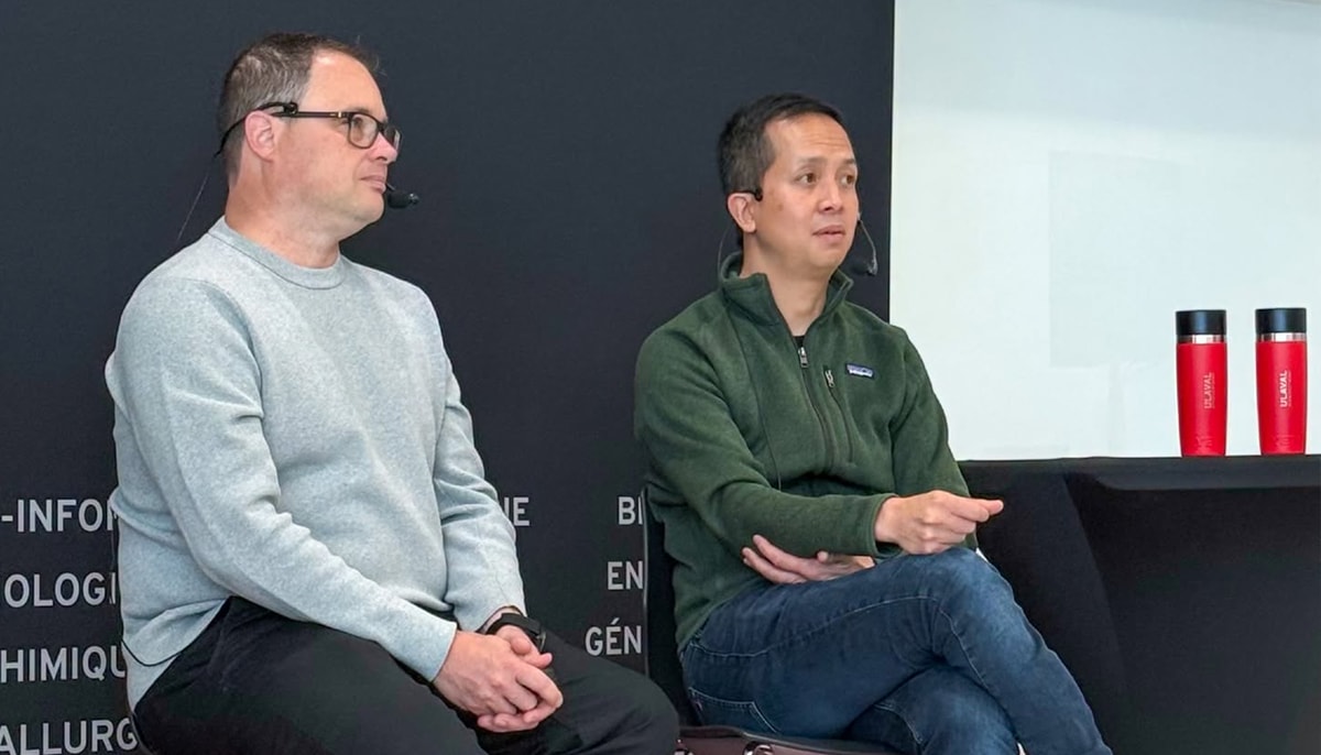Simon Audet et Albert Dang-Vu, associés chez LiveSnap et cofondateurs de l’entreprise technologique Mirego, lors de la première édition des Rendez-vous FSG, tenue le 15 octobre 2026.