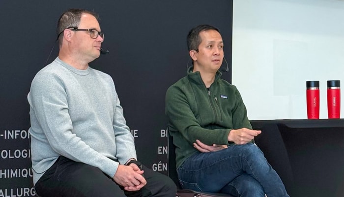 Simon Audet et Albert Dang-Vu, associés chez LiveSnap et cofondateurs de l’entreprise technologique Mirego, lors de la première édition des Rendez-vous FSG, tenue le 15 octobre 2026.
